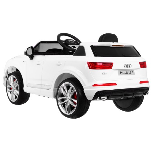 Audi Q7 Quattro S-Line na batériu Biely + Ovládač + Pomalý štart + EVA + Rádio MP3 LED