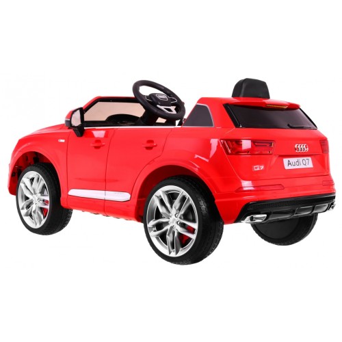 Audi Q7 Quattro S-Line na batériu Červený + Ovládač + Pomalý štart + EVA + Rádio MP3 LED