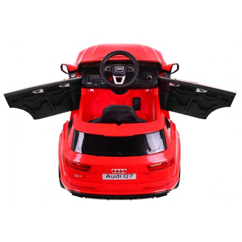 Audi Q7 Quattro S-Line na batériu Červený + Ovládač + Pomalý štart + EVA + Rádio MP3 LED