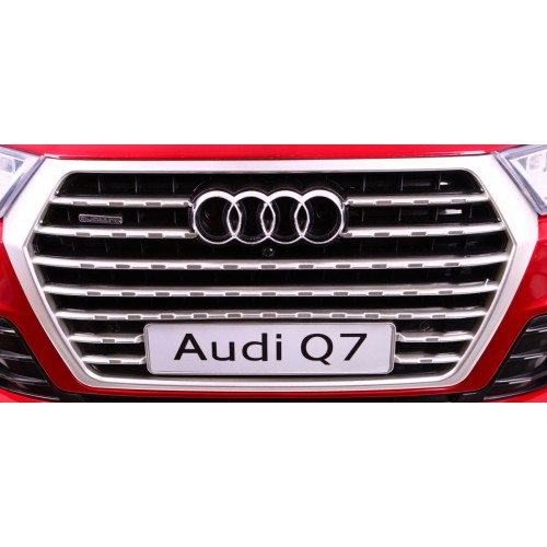 Audi Q7 Quattro S-Line na batériu Červený + Ovládač + Pomalý štart + EVA + Rádio MP3 LED