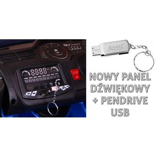 Audi Q7 Quattro S-Line na batériu Červený + Ovládač + Pomalý štart + EVA + Rádio MP3 LED