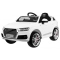 Audi Q7 Quattro S-Line na batériu Lakovaný Biely + Ovládač + Pomalý štart + EVA + Rádio MP3