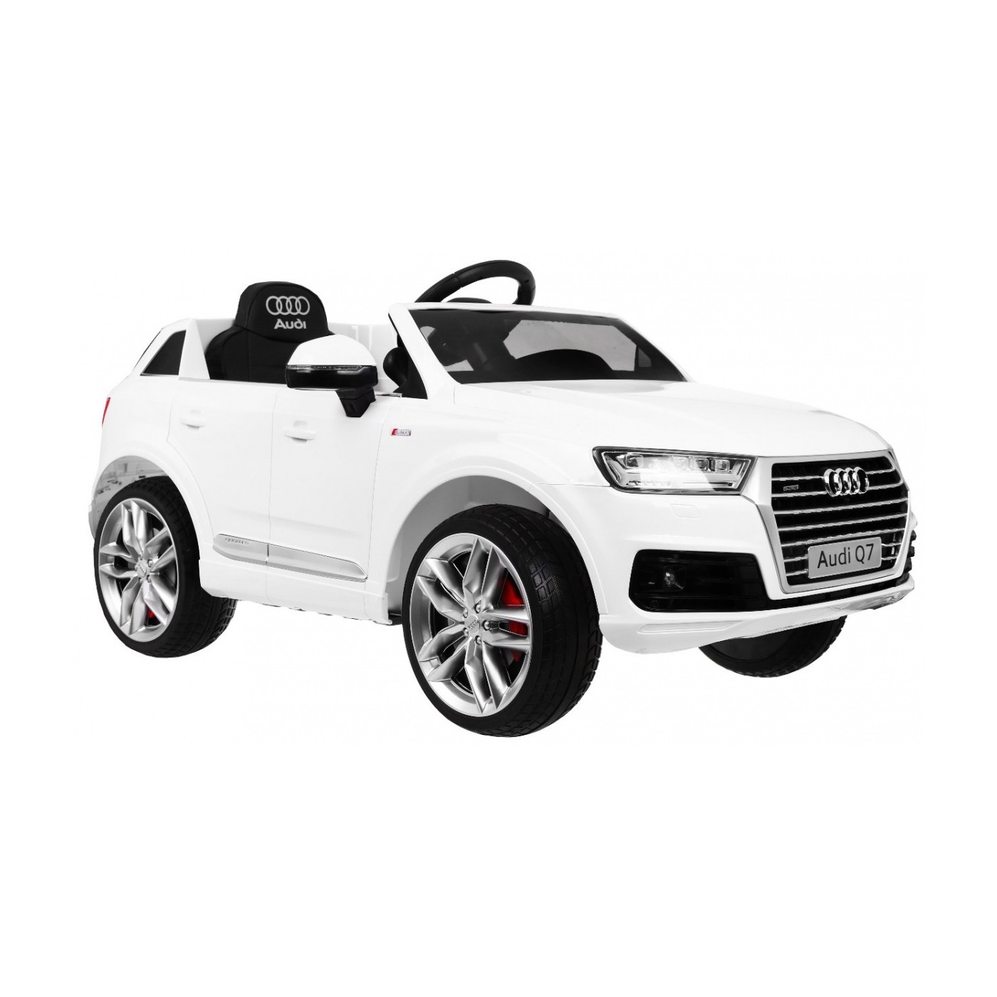 Audi Q7 Quattro S-Line na batériu Lakovaný Biely + Ovládač + Pomalý štart + EVA + Rádio MP3