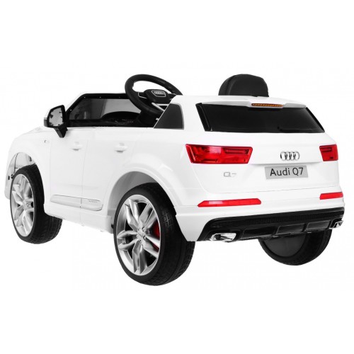 Audi Q7 Quattro S-Line na batériu Lakovaný Biely + Ovládač + Pomalý štart + EVA + Rádio MP3