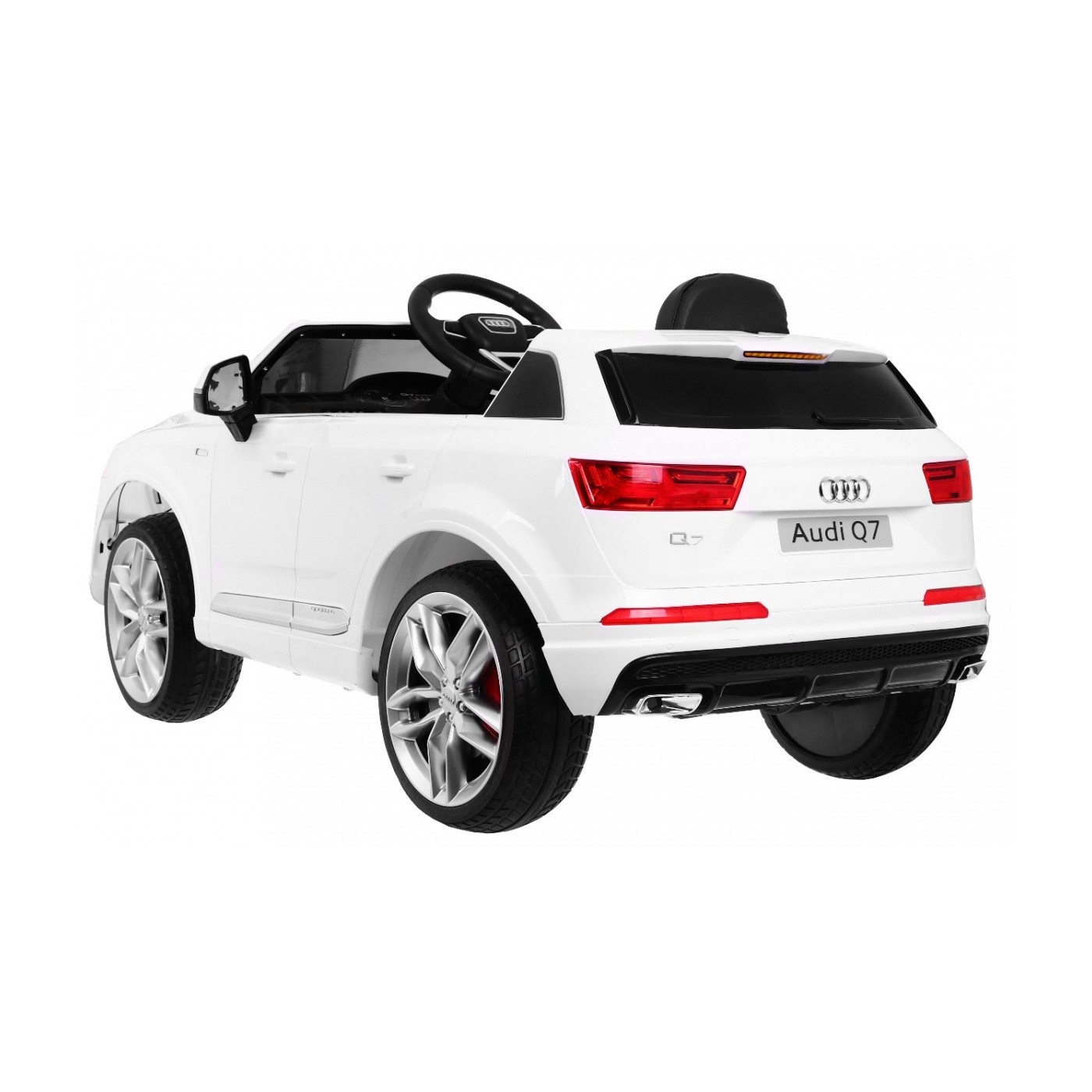 Audi Q7 Quattro S-Line na batériu Lakovaný Biely + Ovládač + Pomalý štart + EVA + Rádio MP3