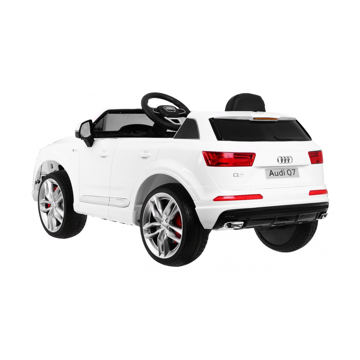 Audi Q7 Quattro S-Line na batériu Lakovaný Biely + Ovládač + Pomalý štart + EVA + Rádio MP3