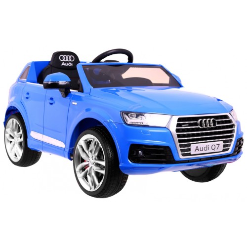 Audi Q7 Quattro S-Line na batériu Modrý + Ovládač + Pomalý štart + EVA + Rádio MP3 LED