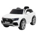 Audi Q8 Lift na batériu pre deti Biely + Ovládač + EVA + Pomalý štart + MP3 USB + LED