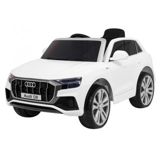 Audi Q8 Lift na batériu pre deti Biely + Ovládač + EVA + Pomalý štart + MP3 USB + LED
