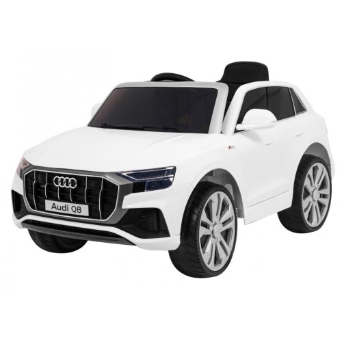 Audi Q8 Lift na batériu pre deti Biely + Ovládač + EVA + Pomalý štart + MP3 USB + LED