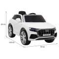 Audi Q8 Lift na batériu pre deti Biely + Ovládač + EVA + Pomalý štart + MP3 USB + LED