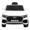 Audi Q8 Lift na batériu pre deti Biely + Ovládač + EVA + Pomalý štart + MP3 USB + LED