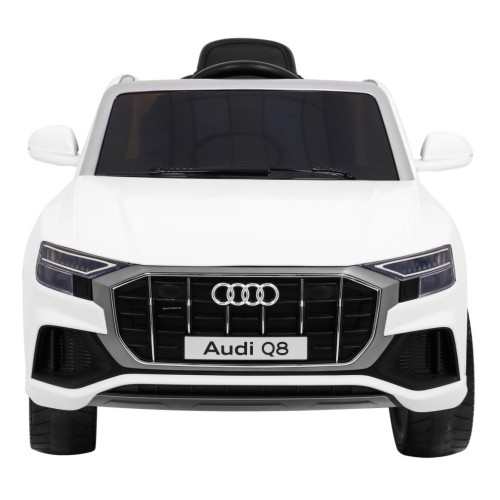 Audi Q8 Lift na batériu pre deti Biely + Ovládač + EVA + Pomalý štart + MP3 USB + LED