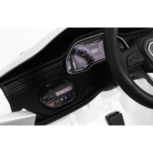 Audi Q8 Lift na batériu pre deti Biely + Ovládač + EVA + Pomalý štart + MP3 USB + LED