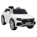 Audi Q8 Lift na batériu pre deti Biely + Ovládač + EVA + Pomalý štart + MP3 USB + LED