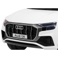 Audi Q8 Lift na batériu pre deti Biely + Ovládač + EVA + Pomalý štart + MP3 USB + LED