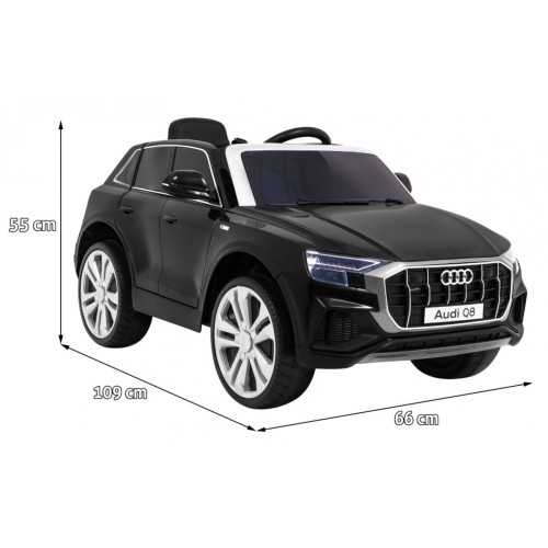 Audi Q8 Lift na batériu pre deti Čierny + Ovládač + EVA + Pomalý štart + MP3 USB + LED