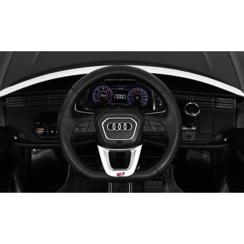 Audi Q8 Lift na batériu pre deti Čierny + Ovládač + EVA + Pomalý štart + MP3 USB + LED