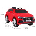 Audi Q8 Lift na batériu pre deti Červený + Ovládač + EVA + Pomalý štart + MP3 USB + LED