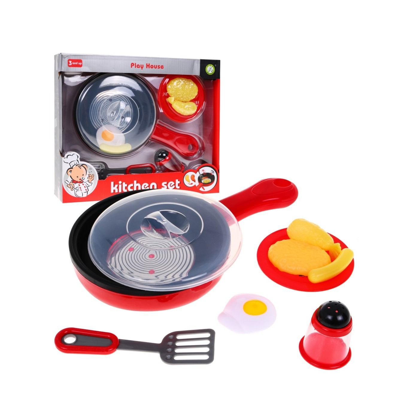 Interaktívna panvica pre deti 3+ Funkcia smaženia + Zvuky Svetlá + Hračkové jedlo meniace farbu