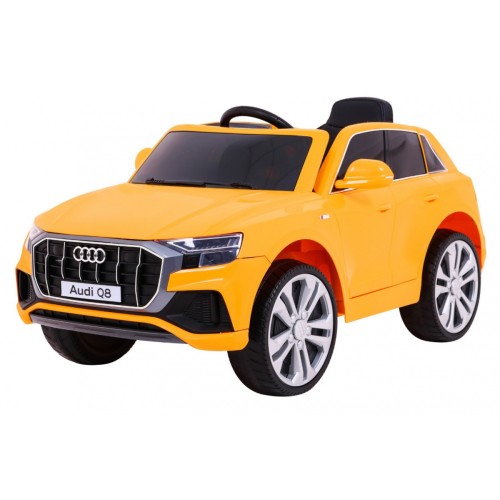 Audi Q8 Lift na batériu pre deti Žltý + Ovládač + EVA + Pomalý štart + MP3 USB + LED