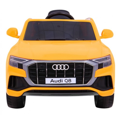 Audi Q8 Lift na batériu pre deti Žltý + Ovládač + EVA + Pomalý štart + MP3 USB + LED