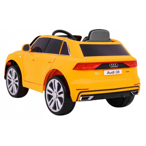 Audi Q8 Lift na batériu pre deti Žltý + Ovládač + EVA + Pomalý štart + MP3 USB + LED