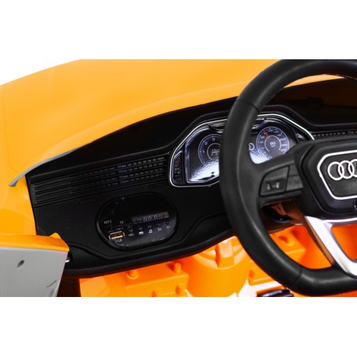 Audi Q8 Lift na batériu pre deti Žltý + Ovládač + EVA + Pomalý štart + MP3 USB + LED