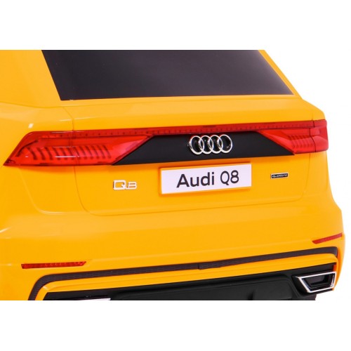 Audi Q8 Lift na batériu pre deti Žltý + Ovládač + EVA + Pomalý štart + MP3 USB + LED