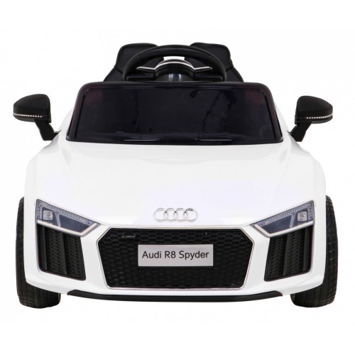 Audi R8 na batériu pre deti Biely + Ovládač + EVA + Pomalý štart + MP3 LED
