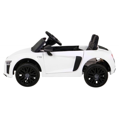 Audi R8 na batériu pre deti Biely + Ovládač + EVA + Pomalý štart + MP3 LED