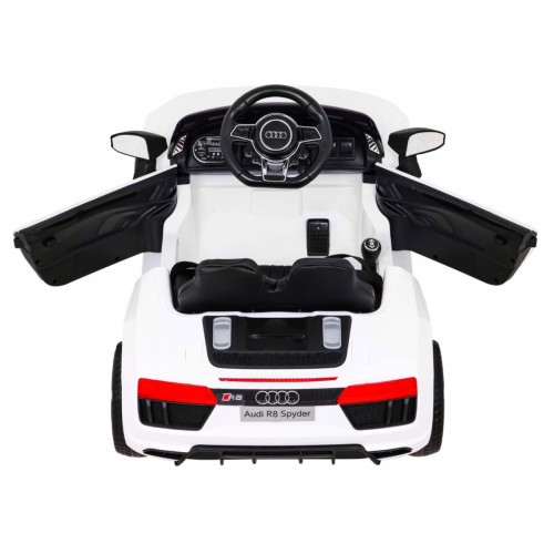 Audi R8 na batériu pre deti Biely + Ovládač + EVA + Pomalý štart + MP3 LED
