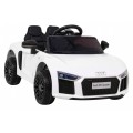 Audi R8 na batériu pre deti Biely + Ovládač + EVA + Pomalý štart + MP3 LED
