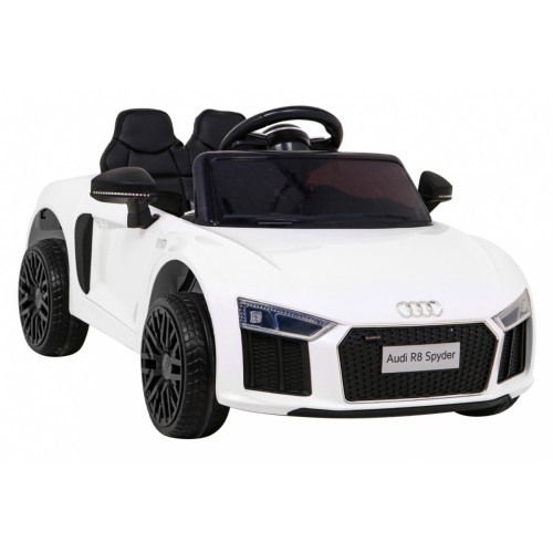 Audi R8 na batériu pre deti Biely + Ovládač + EVA + Pomalý štart + MP3 LED