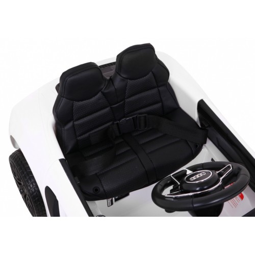 Audi R8 na batériu pre deti Biely + Ovládač + EVA + Pomalý štart + MP3 LED