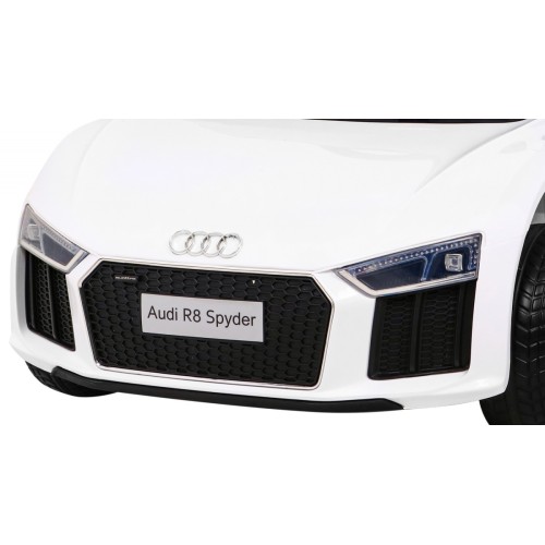 Audi R8 na batériu pre deti Biely + Ovládač + EVA + Pomalý štart + MP3 LED