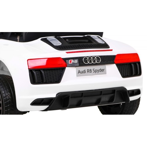 Audi R8 na batériu pre deti Biely + Ovládač + EVA + Pomalý štart + MP3 LED