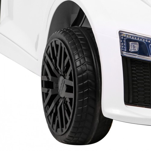 Audi R8 na batériu pre deti Biely + Ovládač + EVA + Pomalý štart + MP3 LED