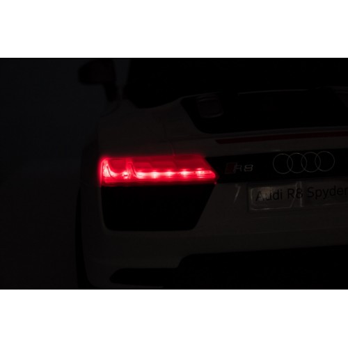 Audi R8 na batériu pre deti Biely + Ovládač + EVA + Pomalý štart + MP3 LED
