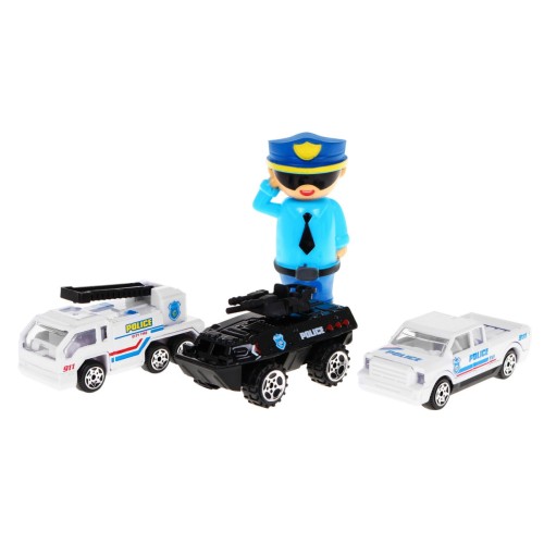 Policajné auto 2v1 pre deti 3+ Skrytý priestor na autíčka + 3 Autíčka + Zvuky Svetlá