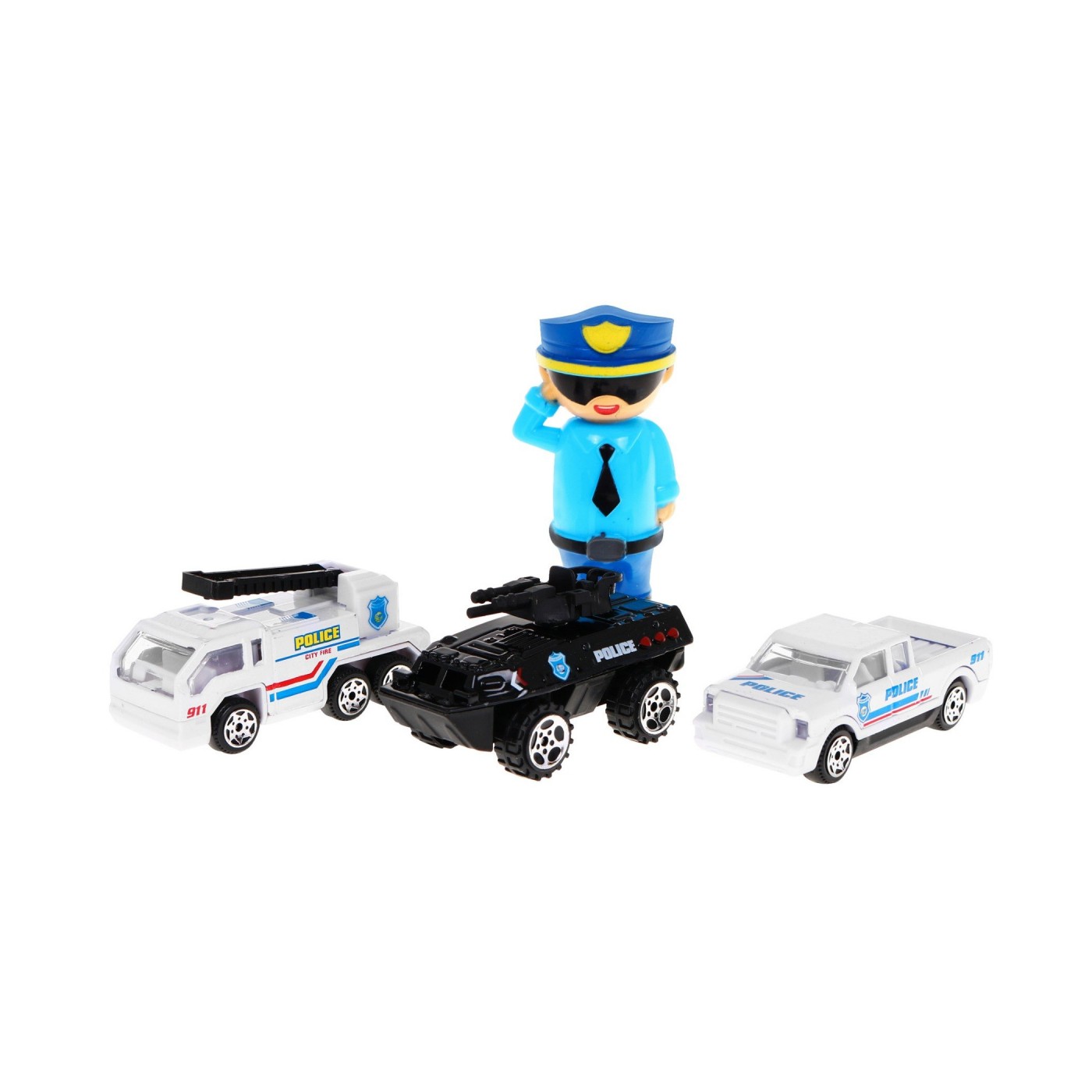 Policajné auto 2v1 pre deti 3+ Skrytý priestor na autíčka + 3 Autíčka + Zvuky Svetlá