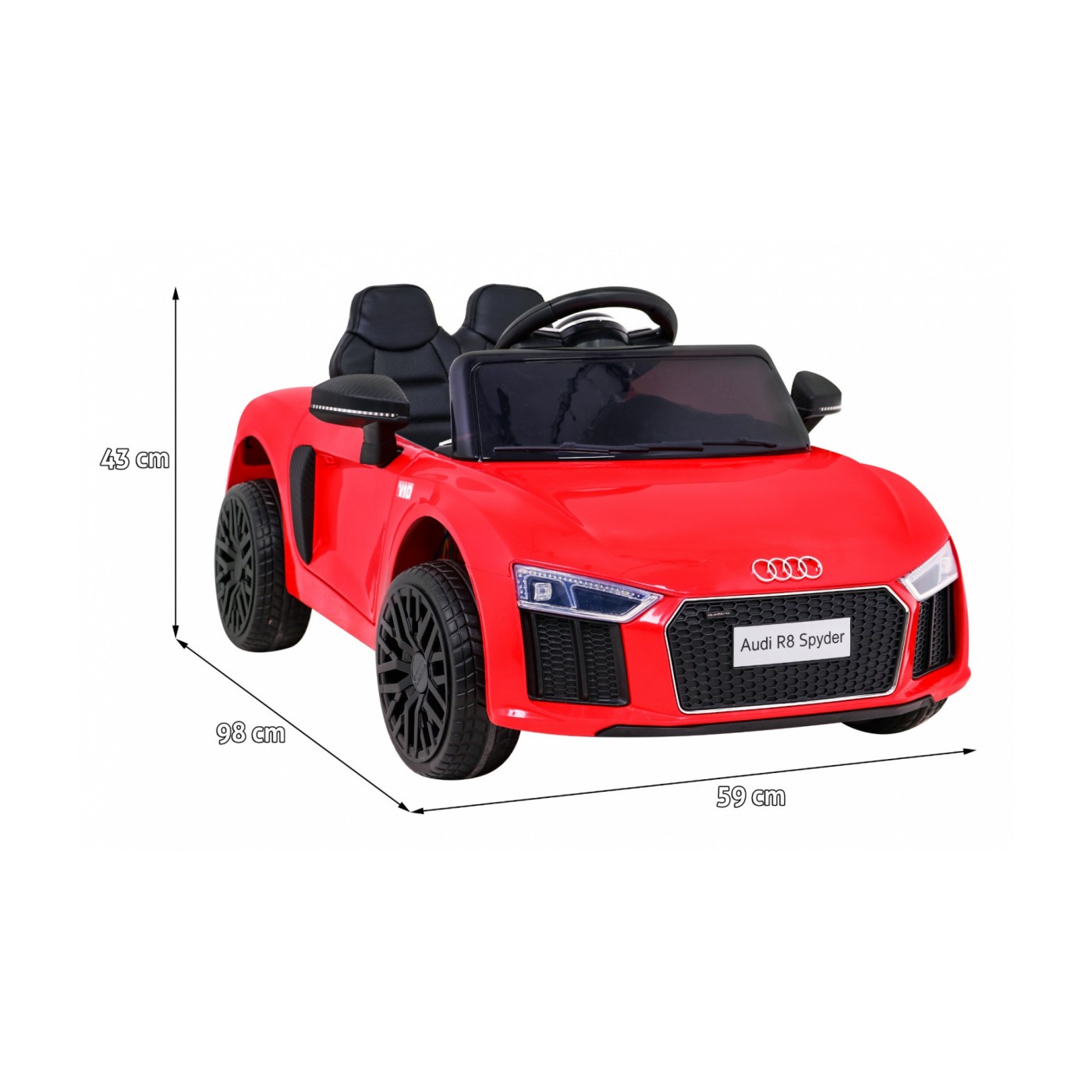 Audi R8 na batériu pre deti Červený + Ovládač + EVA + Pomalý štart + MP3 LED