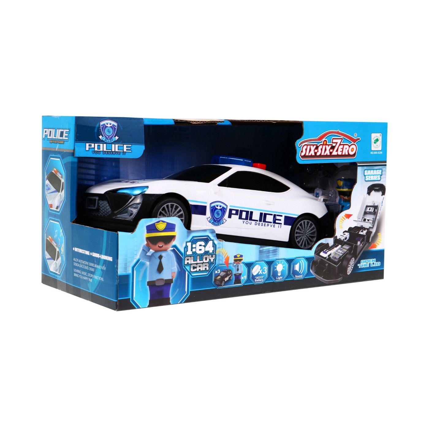 Policajné auto 2v1 pre deti 3+ Skrytý priestor na autíčka + 3 Autíčka + Zvuky Svetlá