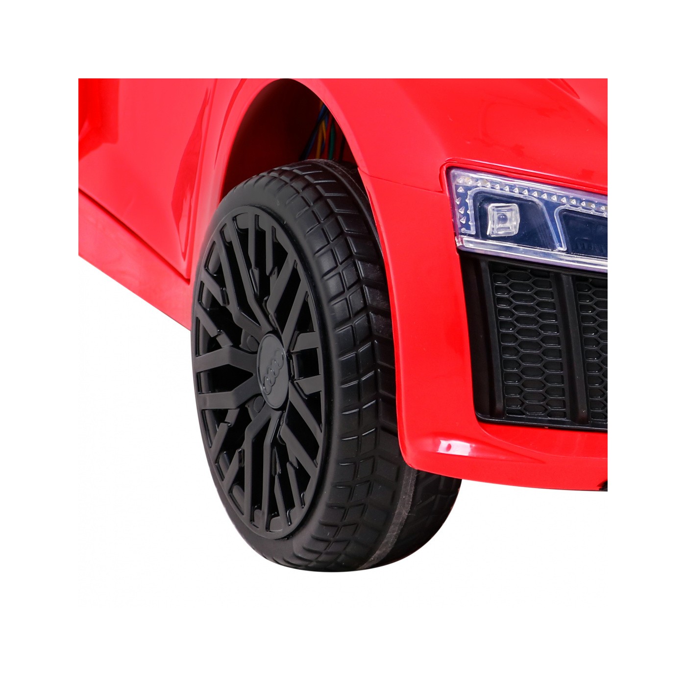 Audi R8 na batériu pre deti Červený + Ovládač + EVA + Pomalý štart + MP3 LED