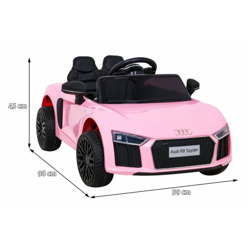 Audi R8 na batériu pre deti Ružový + Ovládač + EVA + Pomalý štart + MP3 LED