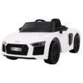 Audi R8 Spyder na batériu Biely + Ovládač + EVA + Pomalý štart + Rádio MP3 + LED