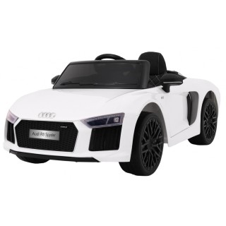 Audi R8 Spyder na batériu Biely + Ovládač + EVA + Pomalý štart + Rádio MP3 + LED