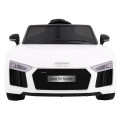 Audi R8 Spyder na batériu Biely + Ovládač + EVA + Pomalý štart + Rádio MP3 + LED