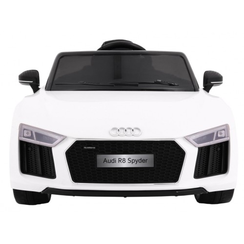 Audi R8 Spyder na batériu Biely + Ovládač + EVA + Pomalý štart + Rádio MP3 + LED