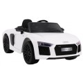 Audi R8 Spyder na batériu Biely + Ovládač + EVA + Pomalý štart + Rádio MP3 + LED